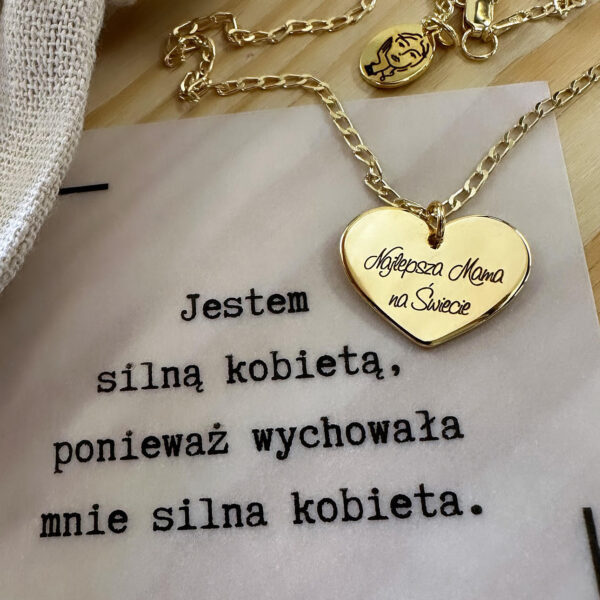 Naszyjnik Najlepsza Mama na Świecie z dowolną dedykacją na odwrocie