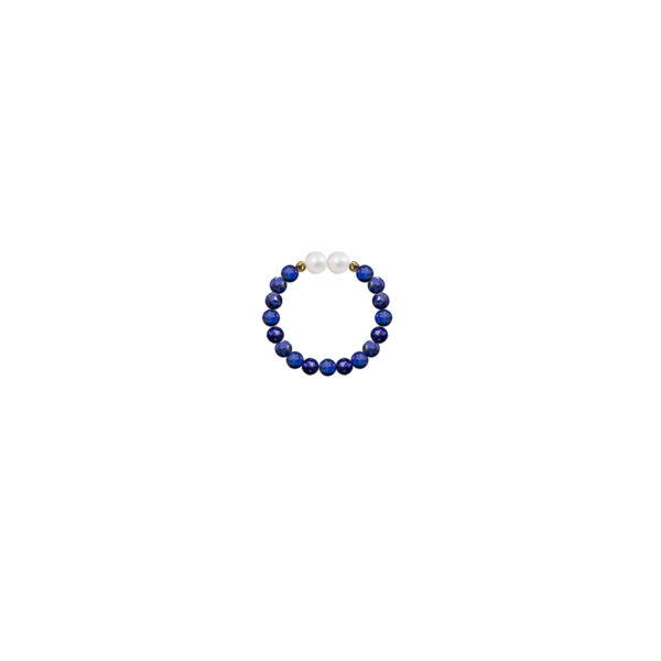 Pierścionek SYMBOLIQA - lapis lazuli z symbolicznymi perłami lub kamieniami